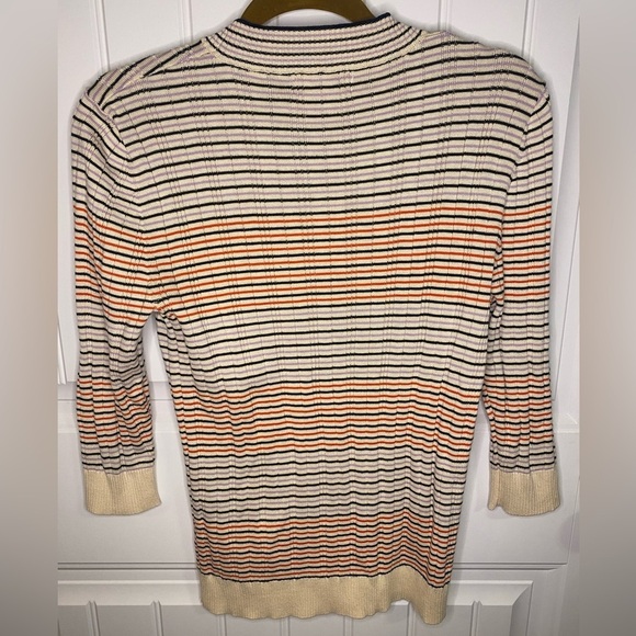 Chinti & Parker Multicolored Fine Lines Silk-Cotton Sweater - Picture 7 of 10